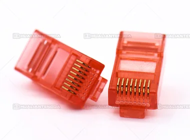 Cat5e RJ45 Plug — Red Housing / 超五类水晶头 · 红色胶料