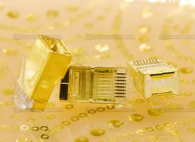 Cat6 RJ45 Plug — Gold Finish, 6 µin / 六类水晶头 · 金色 6U镀金