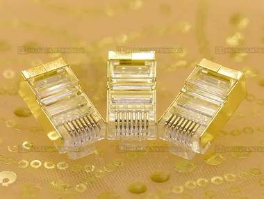 Cat6 RJ45 Plug — Gold Finish, 6 µin / 六类水晶头 · 金色 6U镀金