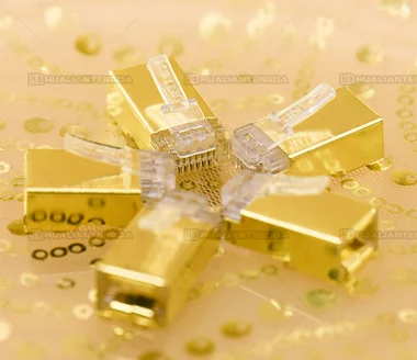 Cat6 RJ45 Plug — Gold Finish, 6 µin / 六类水晶头 · 金色 6U镀金