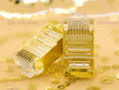 Cat6 RJ45 Plug — Gold Finish, 6 µin / 六类水晶头 · 金色 6U镀金